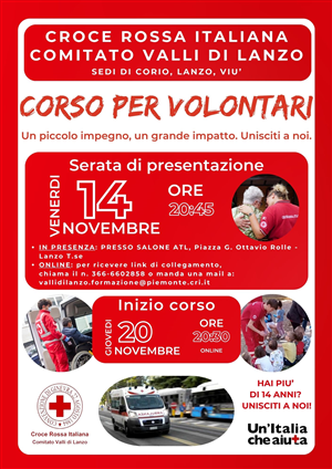 Corso per Volontari
Croce Rossa Italiana - Comitato Valli di Lanzo