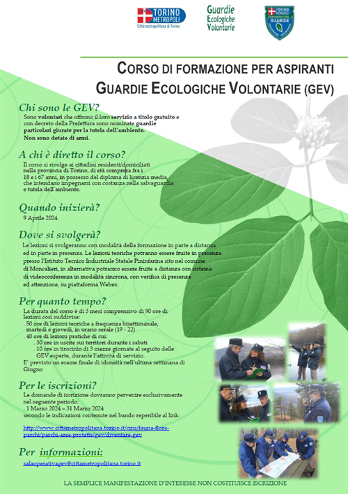 Corso di formazione per aspiranti Guardie Ecologiche Volontarie (GEV)