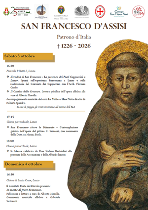 Celebrazioni dedicate agli 800 anni dalla scomparsa di San Francesco d’Assisi