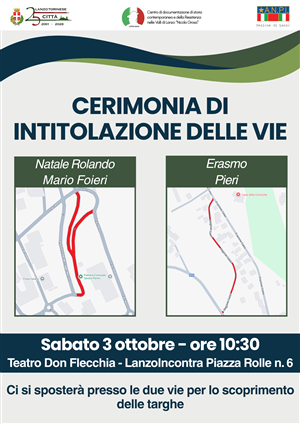 La Città di Lanzo dedica due vie a tre protagonisti della Resistenza